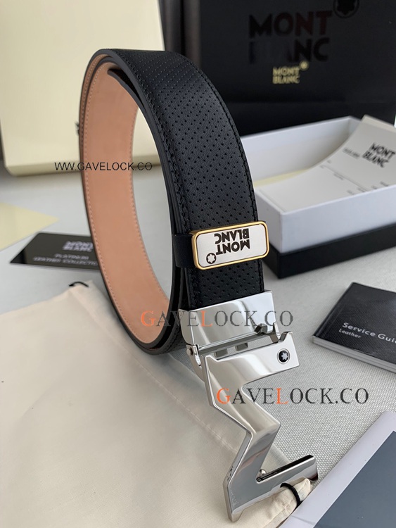 2021 Mont blanc Leather Belt Shiny 'M' Buckle Belt 35mm